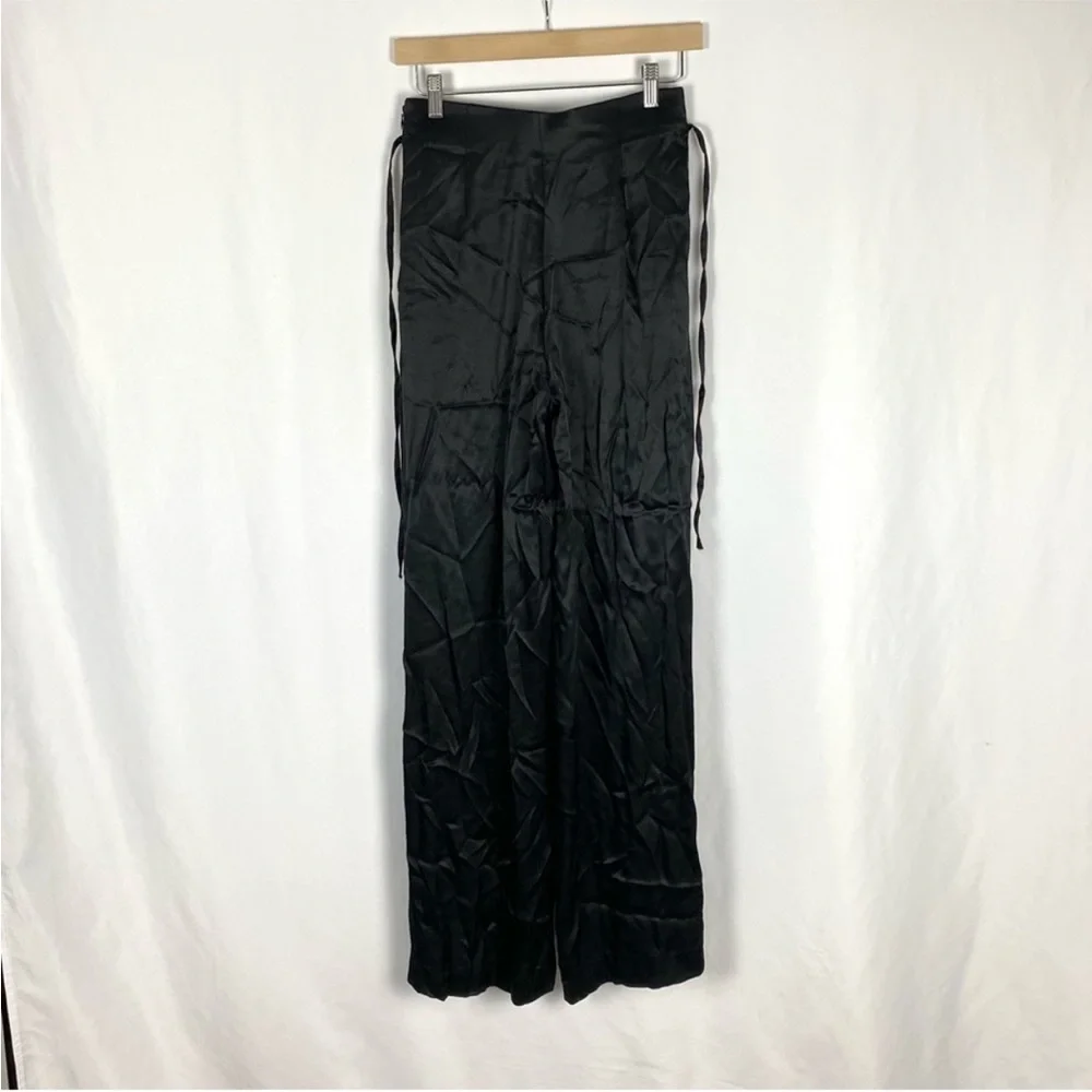 Zara Full Length Satin Trousers Black Size Small - Picture 3 of 6